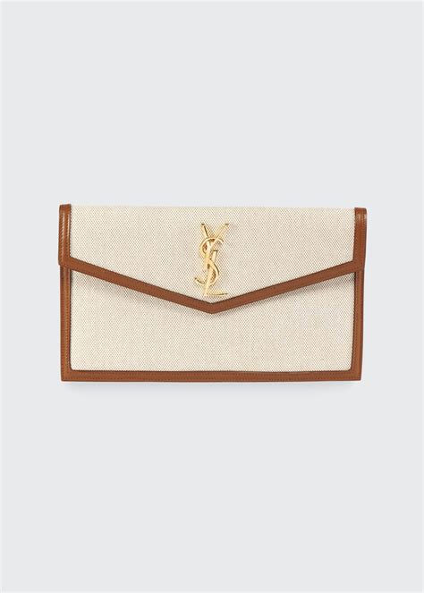 Saint Laurent Uptown Medium YSL Monogram Canvas Clutch Bag